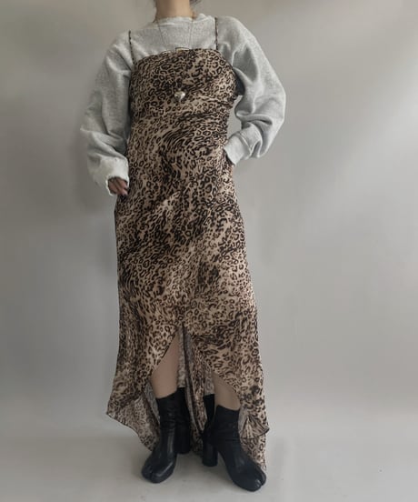 【USED】 Made in USA L/S Leopard Patterned Camisole One-Piece/ 231021-005