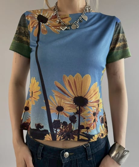 【USED】 Made in USA Sun Flower Print Top / 260704-022