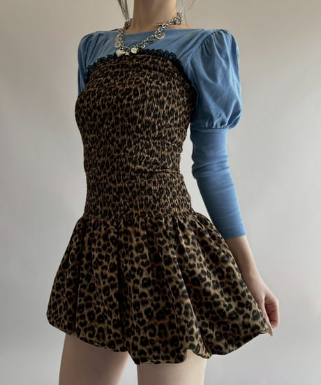 【USED】 Leopard Pattern Balloon Camisole One-Piece/ 260314-003
