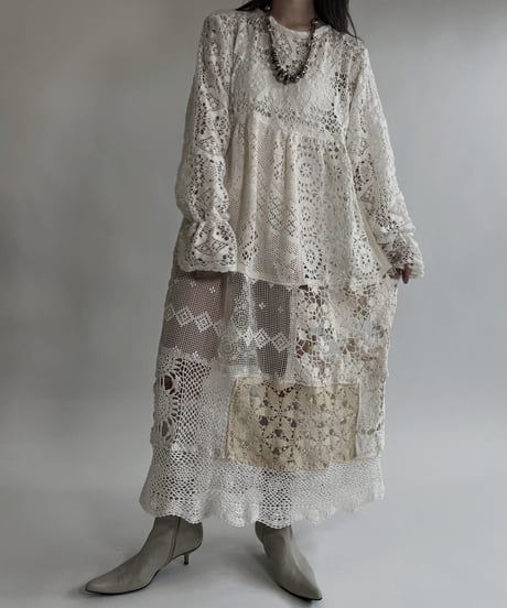 【RE;CIRCLE】 RE Crochet Lace Patchwork One-piece / 220526-008
