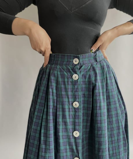 【USED】 Cotton Checked Long Skirt / 220903-005