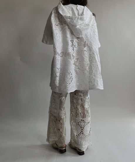 【RE;CIRCLE】 RE Crochet Lace S/S Hoodie / 220427-026