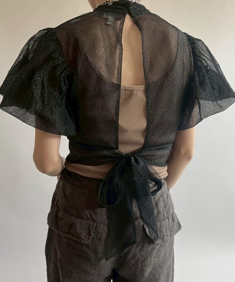 【USED】 S/S Sheer Lame Top  / 250517-002