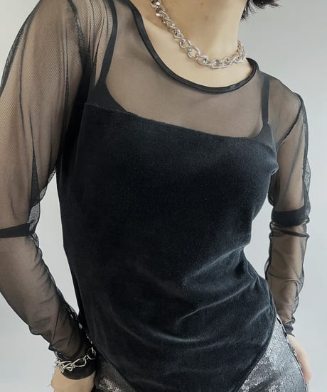 【USED】 L/S Sheer Leotard Top /240316-015
