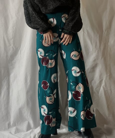 【USED】Patterned Poly Flared Pants/210203-011