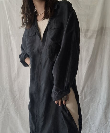 【RE;CIRCLE】 RE Silk Open Collar One-piece/210613-004
