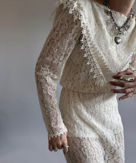 【USED】 Made in USA Lace Patterned Long One-Piece /250104-007