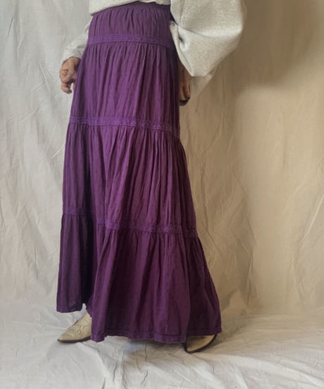 【USED】 Crinkle Cotton Long Skirt  /210318-002