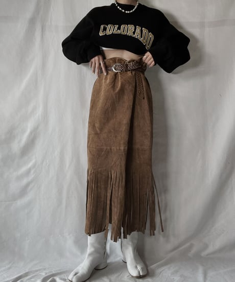 【USED】 Suede Fringe Skirt/210926-011