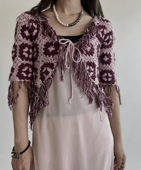 【USED】 Crochet Middle Sleeves Cardigan / 220430-010