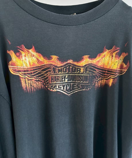 【USED】 HARLEY DAVIDSON Fire Pattern L/S T-Shirt / 260607-012