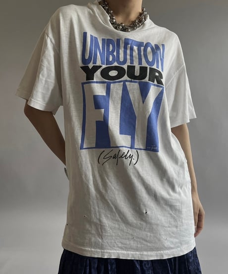 【USED】 Made in USA  80's Hanes UNBUTTON YOUR FLY T-Shirt /240720-023