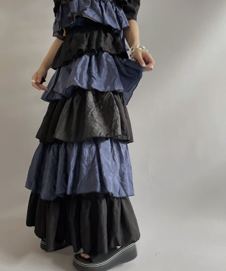 【RE;CIRCLE】RE Tiered Skirt & Bra Set / 230803-003