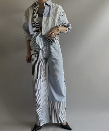 【RE;CIRCLE】 RE Patchwork Strip Pants / 240718-008