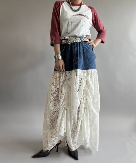 【RE;CIRCLE】 RE Denim Lace Switching Skirt / 240801-005