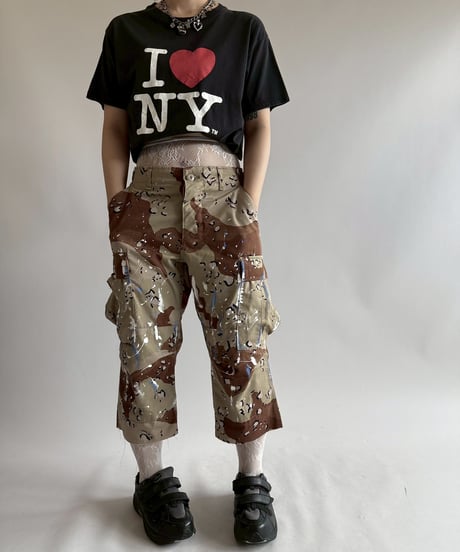 【USED】 Military Camouflage Painted Cut off Shorts  / 250719-015
