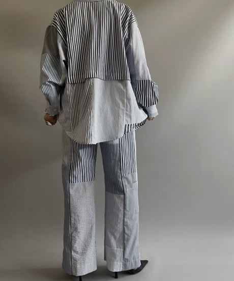 【RE;CIRCLE】 RE Patchwork Strip Pants / 230824-002