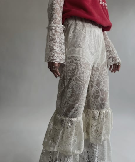 【RE;CIRCLE】 RE Crochet Lace Tiered Pants / 220526-019