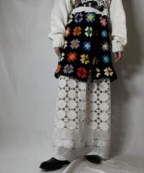 【RE;CIRCLE】 RE Granny Knit×Lace Long Skirt①/210917-005