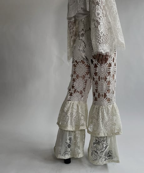 【RE;CIRCLE】 RE Crochet Lace Tiered Pants / 220526-032