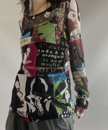 【USED】 Patterned L/S Mesh Top / 230708-024