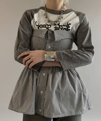 【RE;CIRCLE】  RE Stripe Shirt Mini One-Piece / 260611-010
