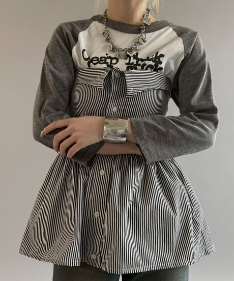 【RE;CIRCLE】  RE Stripe Shirt Mini One-Piece / 260611-010