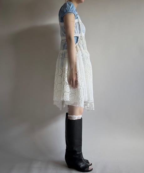 【RE;CIRCLE】RE Crochet Lace Patch work Camisole One-Piece Middle/250731-005
