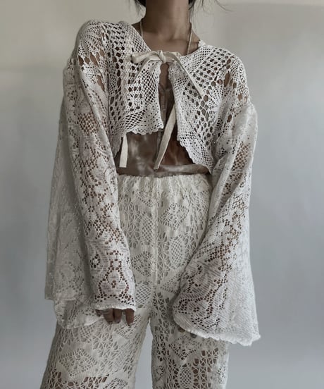 【RE;CIRCLE】 RE Crochet Lace Flare Sleeves Bolero / 220526-043
