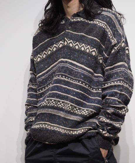 【USED】 Patterned MELANGE Knit Top /240205-002