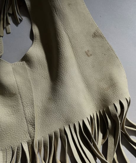【USED】 Leather Fringe Vest Beige / 230121-011