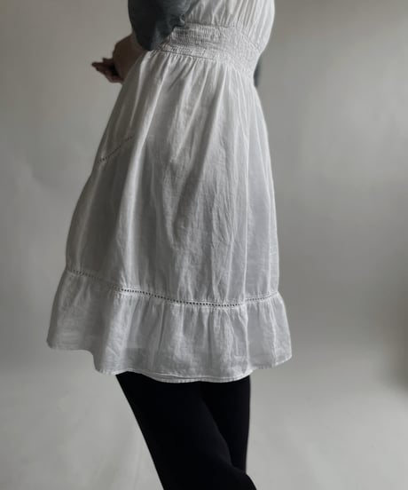 【USED】 White Cotton Camisole One-piece / 220423-045