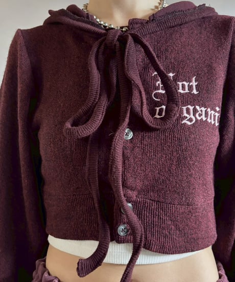 【RE;CIRCLE】 RE Hooded Acrylic Short Cardigan / 260205-011