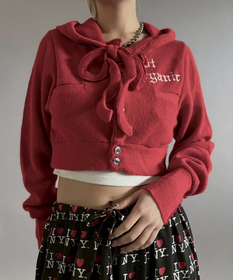 【RE;CIRCLE】 RE Hooded Acrylic Short Cardigan / 260205-009