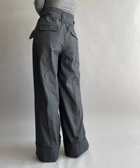 【USED】 Dead Stock GANNI Stripe Patterned Slacks Pants / 241006-022