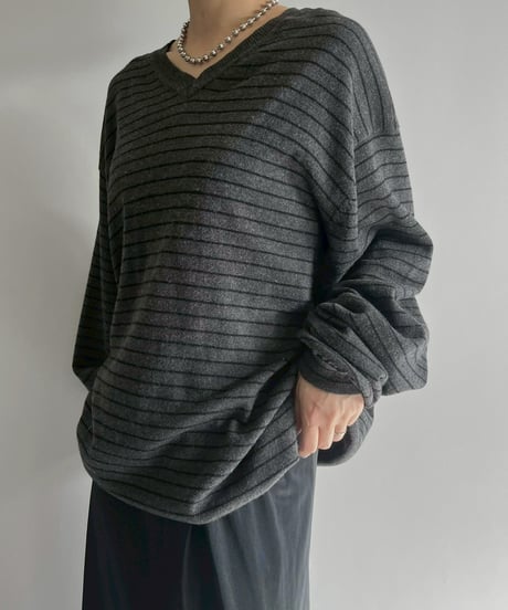 【USED】 Cotton Cashmere Border Knit / 251122-014