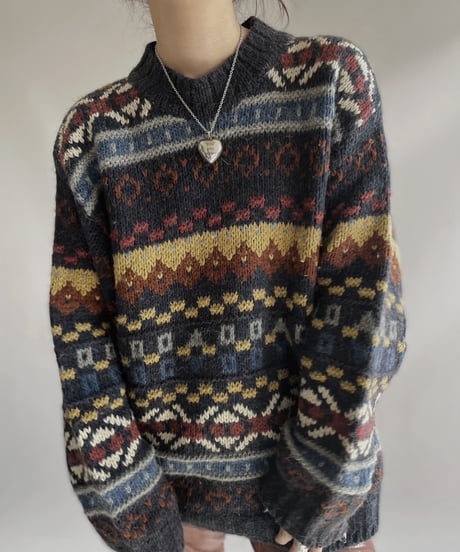 【USED】 Nordic Patterned Knit Top 231209-013