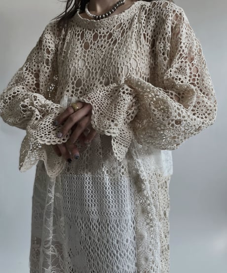 【RE;CIRCLE】 RE Crochet Lace Patchwork One-piece / 220427-040