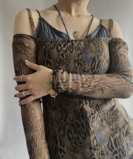 【USED】 Poly Leopard Patterned See-through One-piece / 230401-020