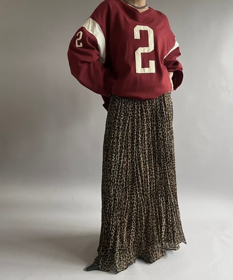 【USED】 Leopard PatternedPleats Long Skirt/ 240907-009