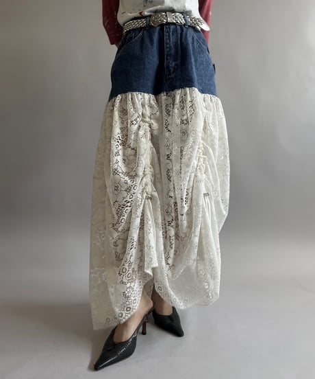【RE;CIRCLE】 RE Denim Lace Switching Skirt / 240801-005