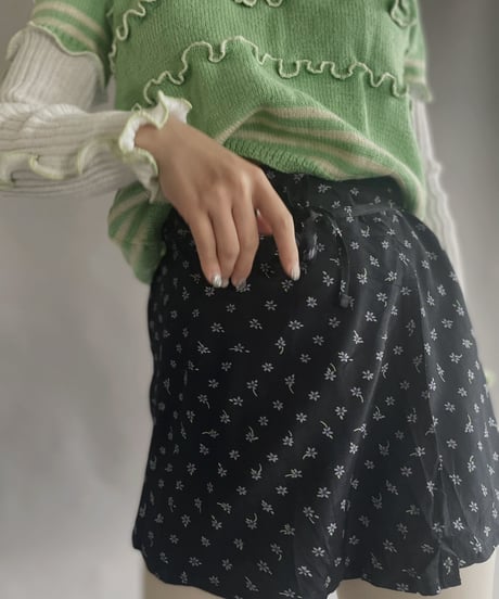 【USED】 Flower Patterned Poly Mini Skirt / 230323-003
