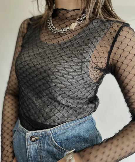 【USED】 Long Sleeved Mesh Material Top / 220813-003