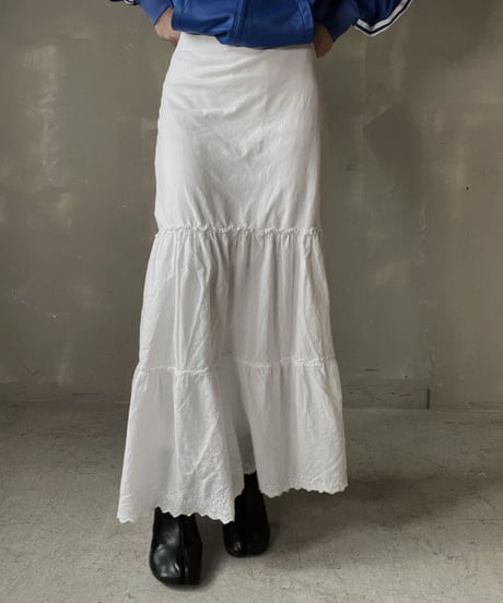 【USED】  White Cotton Long Skirt/220220-043