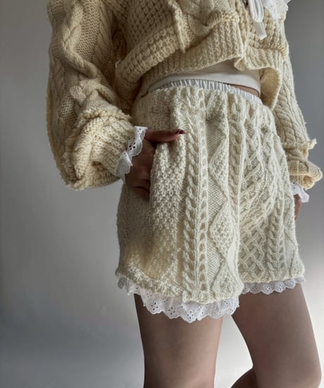 【RE;CIRCLE】 RE Aran Knit Layered Shorts / Ivory / 251106-002