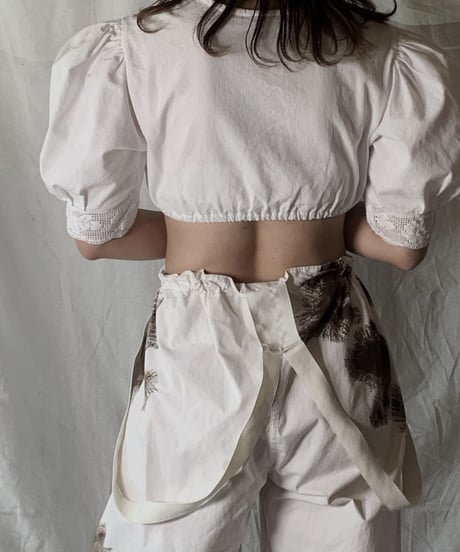 【USED】 White Cotton Tyrol Blouse①/210421-026