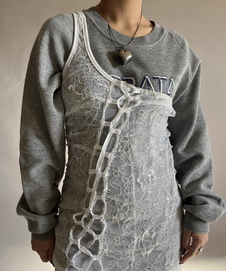 【USED】 Lace Patterned Lame Camisole Long One-Piece /241207-040
