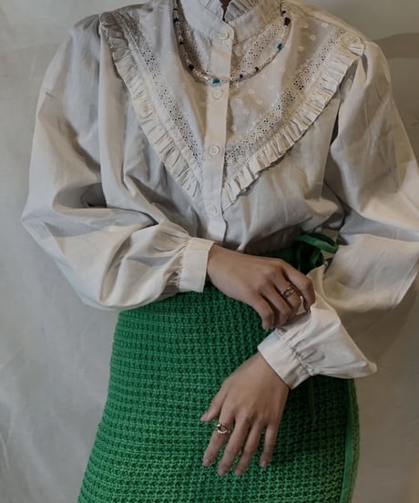 【USED】White Cotton Blouse Shirt/210217-063