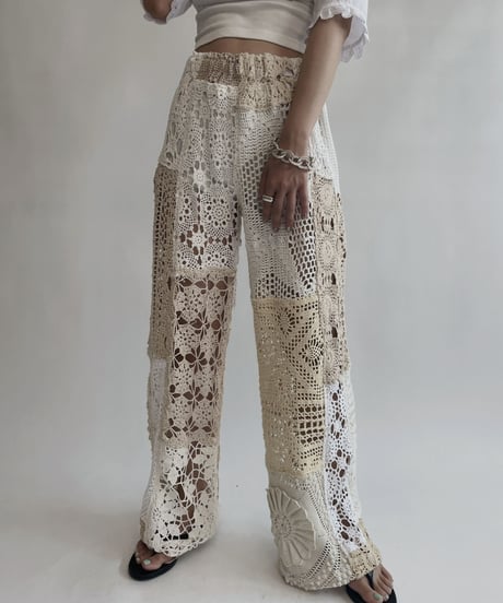 【RE;CIRCLE】 RE Crochet Patchwork Pants / 220728-027