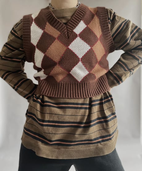 【USED】 Argyle Knit Vest / 230211-022
